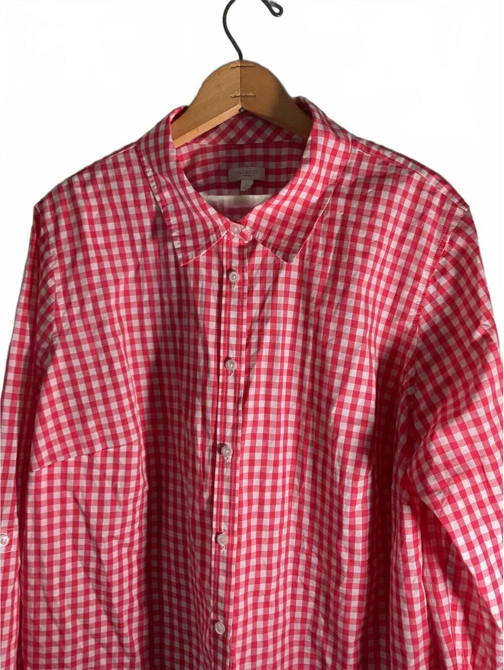 Talbots Rose Red and White Gingham Button-Up Shirt/ Adjustable Sleeves 2X - Picture 3 of 10